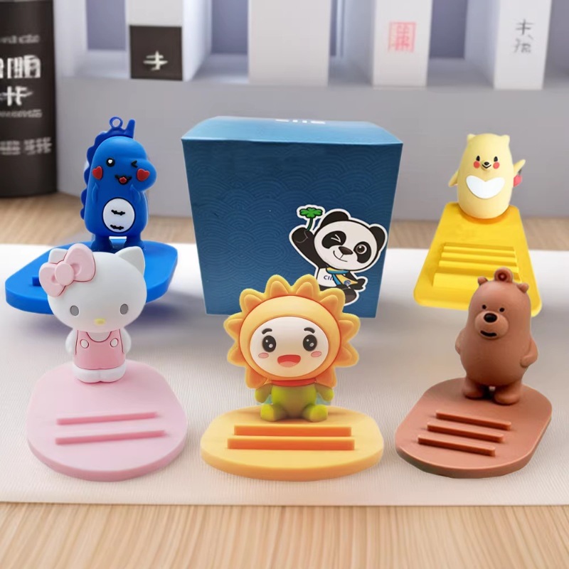 Customized Creative Ip Image Pvc Soft Rubber Lazy Cartoon Stand Cute Personalized Frog Doll Phone Stand