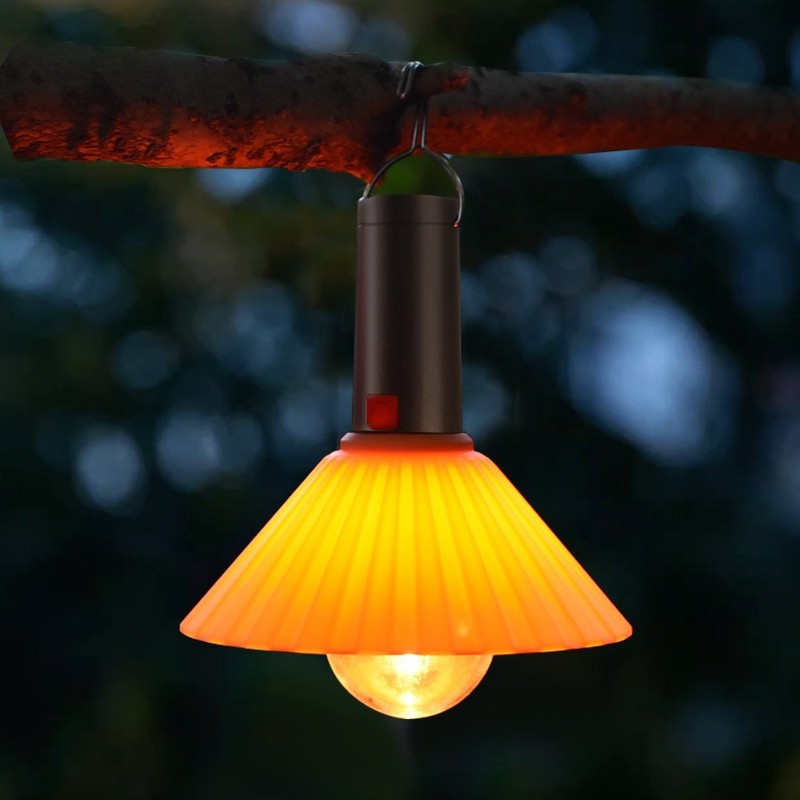 Outdoor Lighting Hanging Camp Lamp Multifunctional Waterproof Rechargeable Atmosphere Camping Lamp Simple Portable Incandescent Lamp