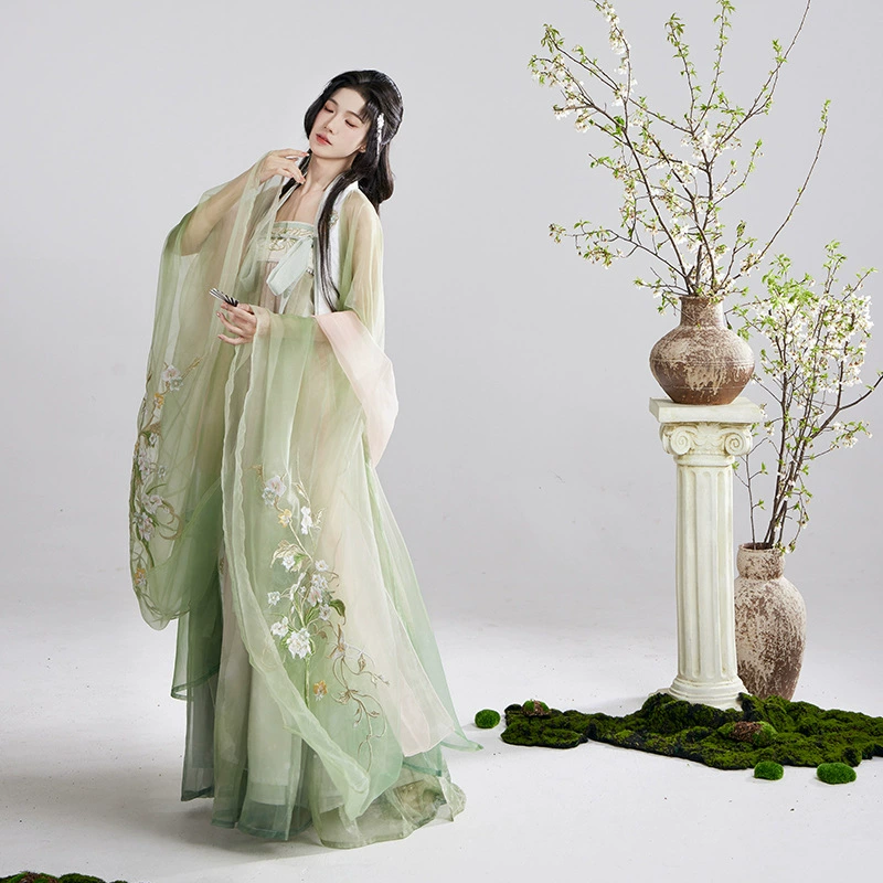 Нефритовая техника [Butterfly Lanjing] Оригинальная девушка Hanfu с большой грудью рубашка с большими рукавами