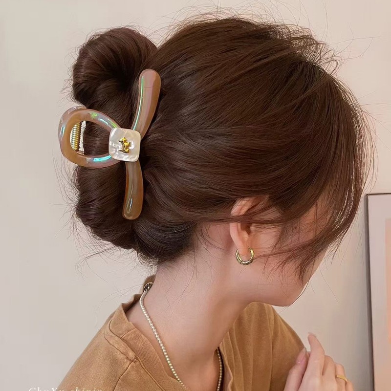 2025年新作ヘアピン、高級感、細かいグリッター、グラデーション、半分結んだ犬のヘアグリッパー、後頭部のシャーククリップヘッドバンド|undefined