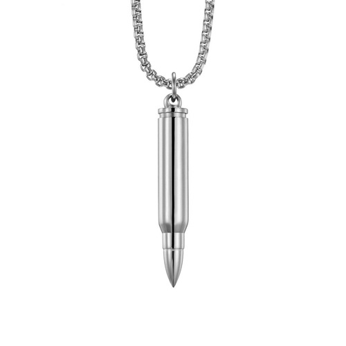 E-commerce Bestselling Titanium Steel Bullet Pendant Necklace, Screw-Open Essential Oil Bottle Bullet Military Enthusiast Necklace