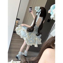 芙蝶之心Lolita原创洋装jsk挂脖日常连衣裙蝴蝶结公主风洛丽塔