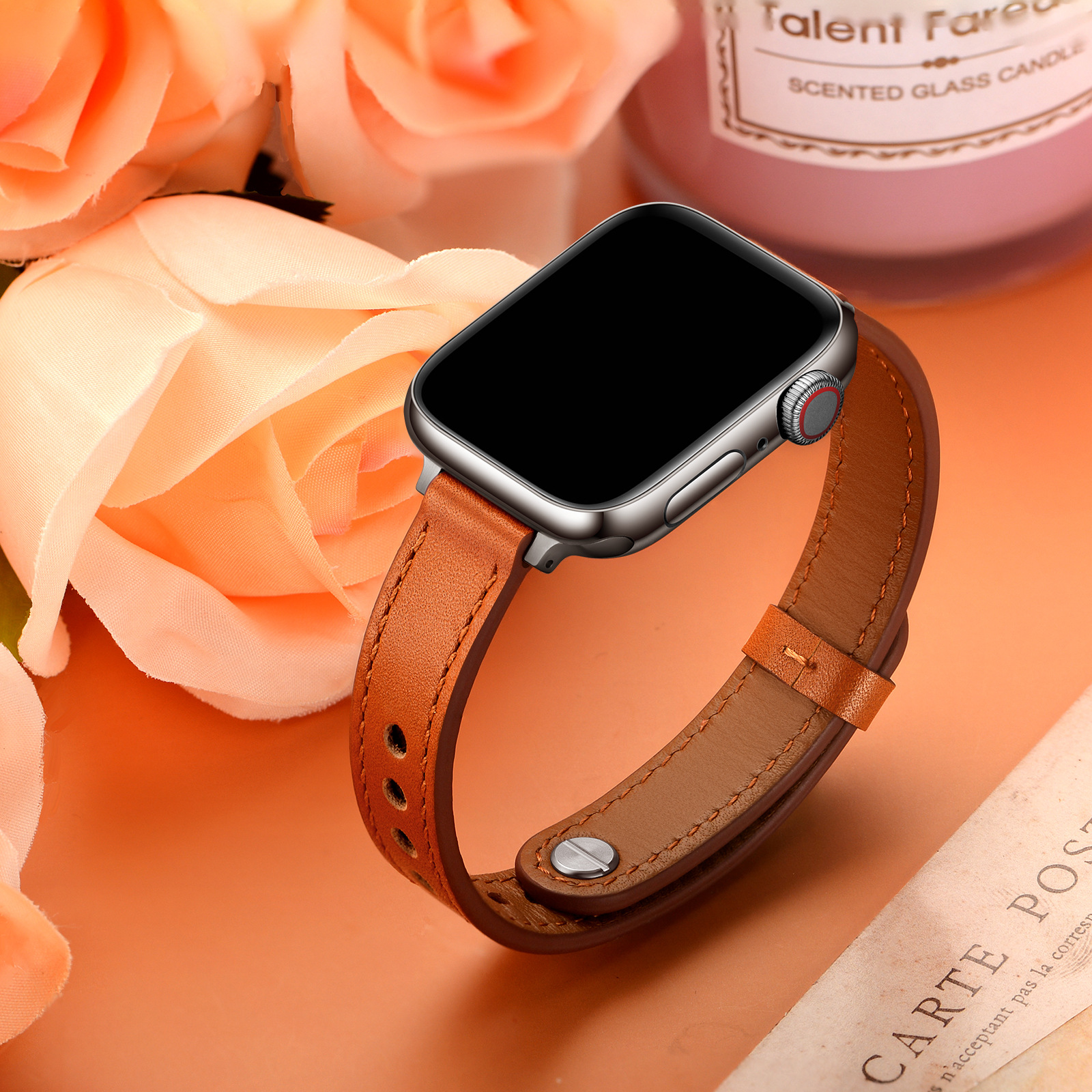 18g Weight Apple watch watchband Classification Genuine leather Material Solid Color Pattern Retro Style Retro Solid Color Apple Watch Watchband 28