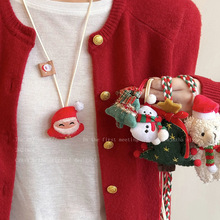 圣诞毛绒小熊吊坠项链可爱创意百搭毛衣链秋冬新款小众高级感项饰