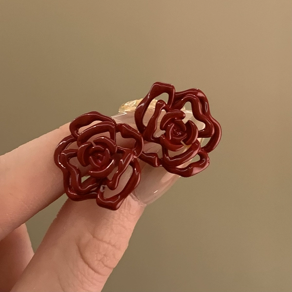Red earrings, flowered