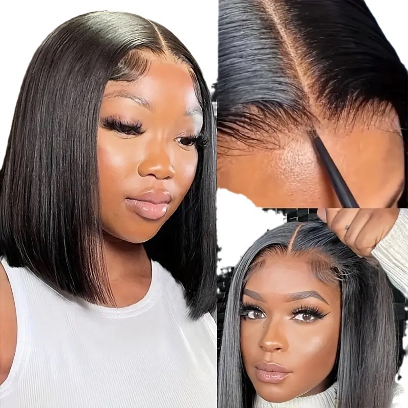 Amazon nuevos productos Europeos y estadounidenses pelucas de cabello corto y recto para mujeres negras bobbing cubierta de cabello corto y recto cubierta de cabello