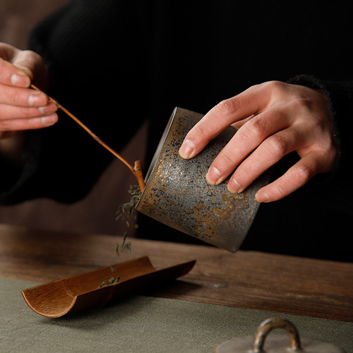 Coarse pottery tea can, awakening tea can, Japanese-style tea warehouse ceramic sealed storage jar, Pu'er retro tea box packaging tea set