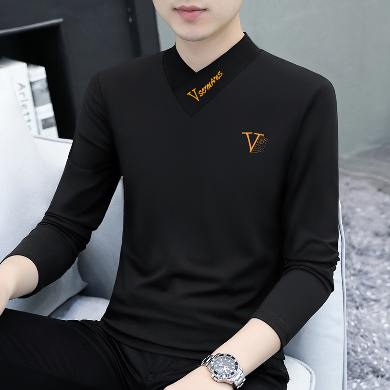 블랙 CV153 스타일 경사 V넥