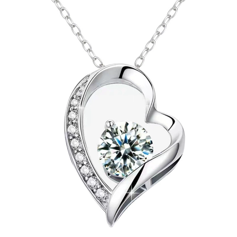 Amazon взрывы любовь ожерелье женская Европейская и американская мода простой бриллиант дизайн подарок циркон сердце кулон