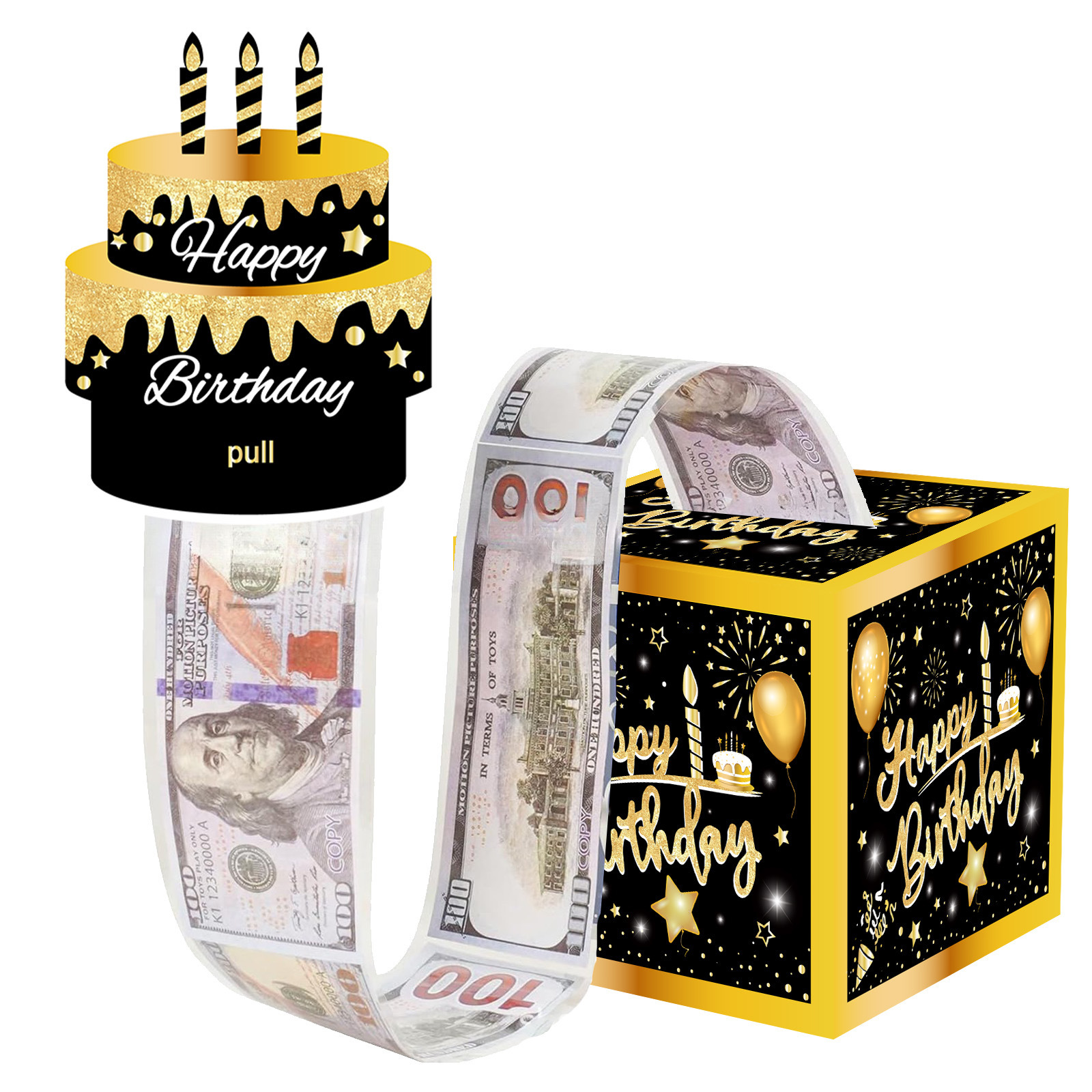 现货黑色生日抽钱盒（独家设计款）