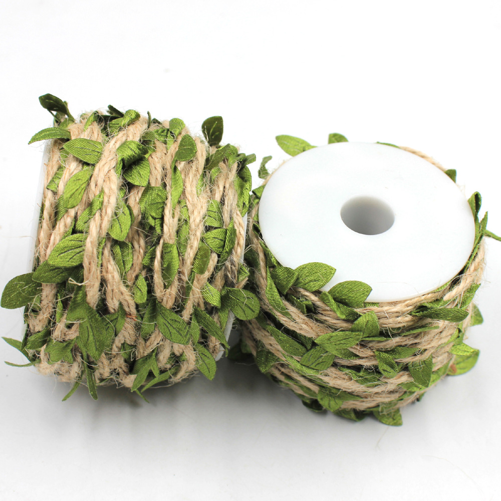 Ventas de la Fábrica de la hoja verde cuerda de cáñamo DIY tejido de ratán decorativo cáñamo cuerda 10 M/corbata pequeño paquete hoja verde yute
