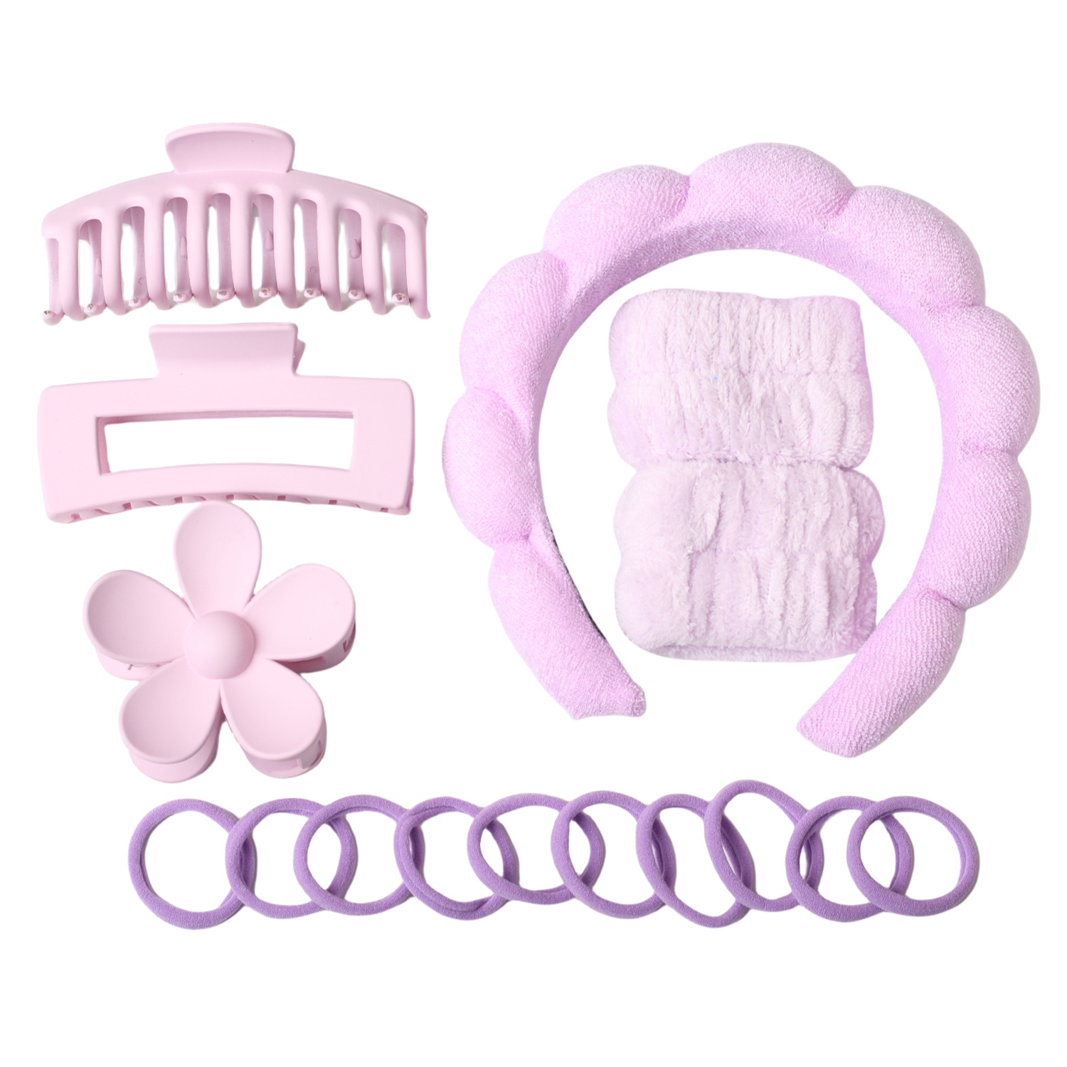 Diadema de nube de giro de esponja transfronteriza, pulsera de lavado de cara, anillo para el cabello de nailon, juego de pinzas de plástico grande, accesorios para el cabello image 14