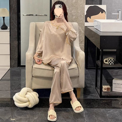 ファットmmプラスサイズ100kg新しい中国風アイスシルク七分袖パジャマ女性のための春と秋の新しい国民風ホームスーツ