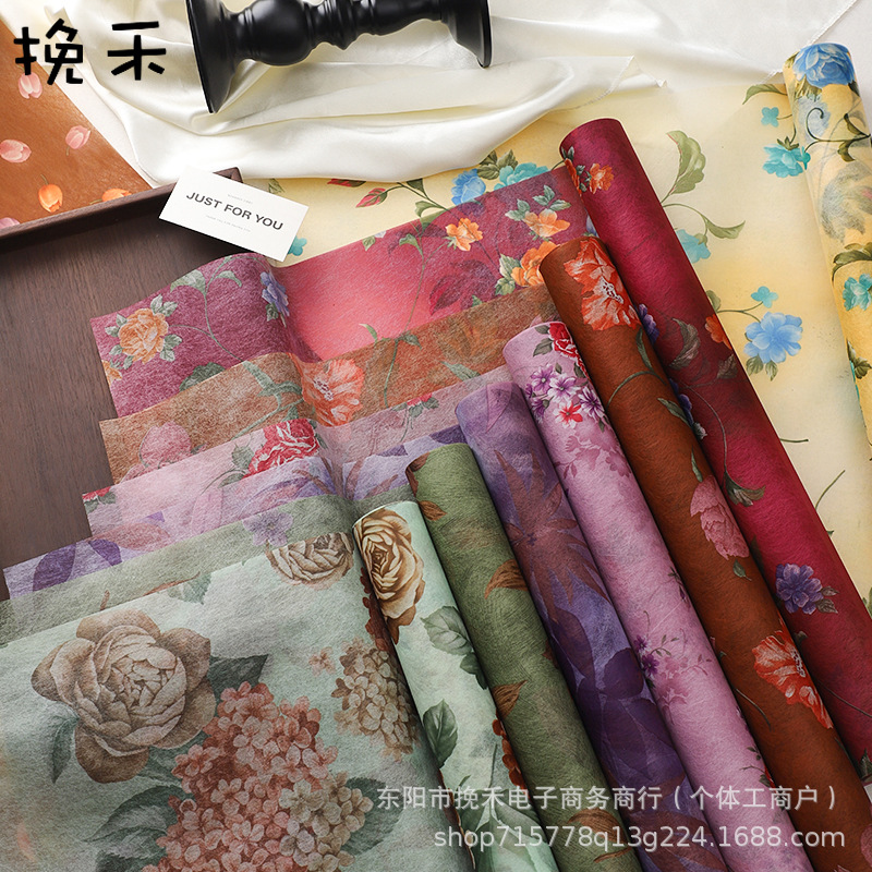 挽禾 进口印花棉纸包花纸棉纸内衬纸内搭纸材料鲜花束包装纸花艺