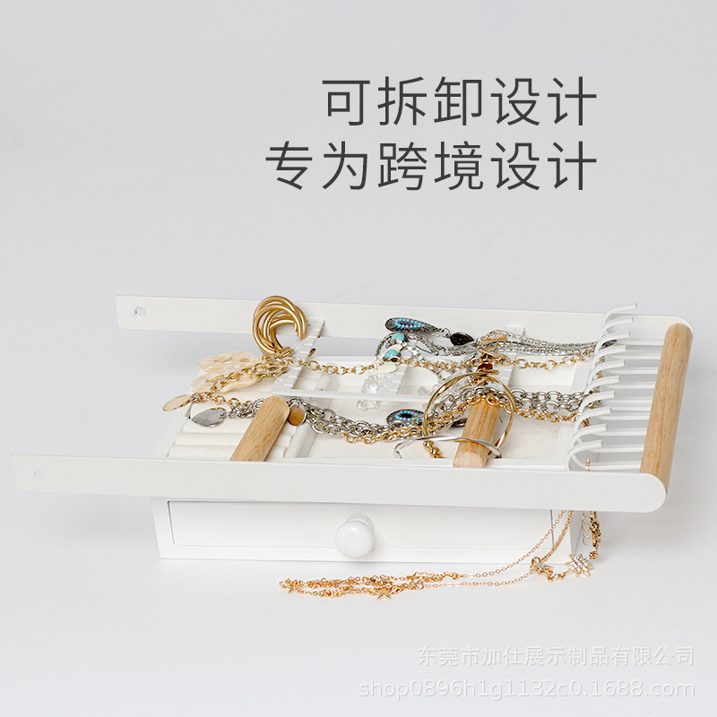 跨境項鏈手鏈飾品單層木盒首飾架手串珠寶陳列收納實木首飾展示架