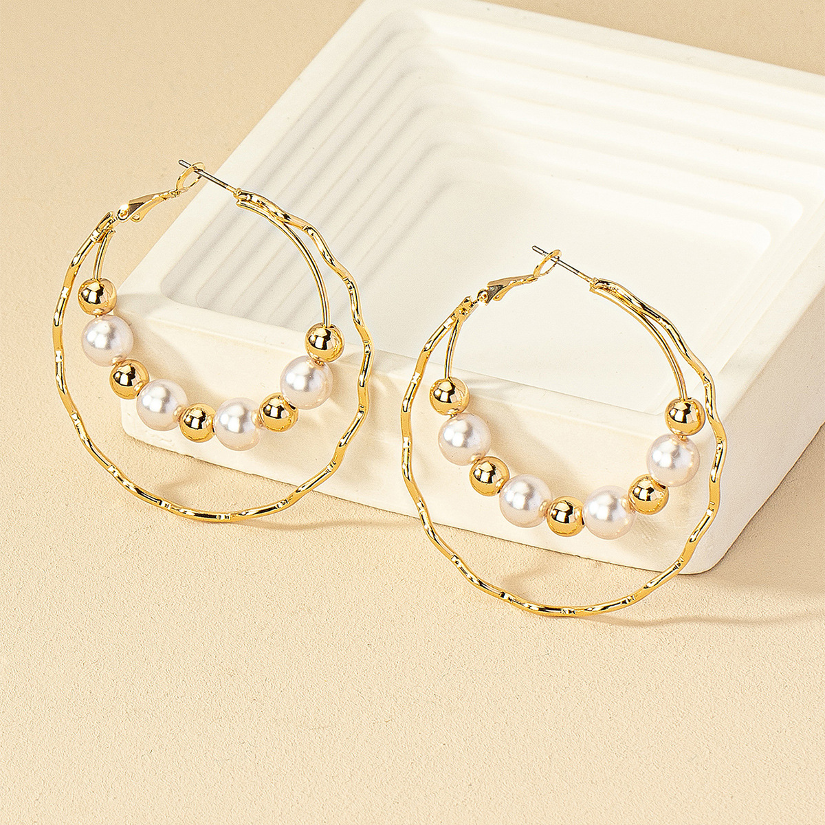 Women's Gender 1 Pair Lady Geometric Plating Imitation Pearl Alloy Earrings