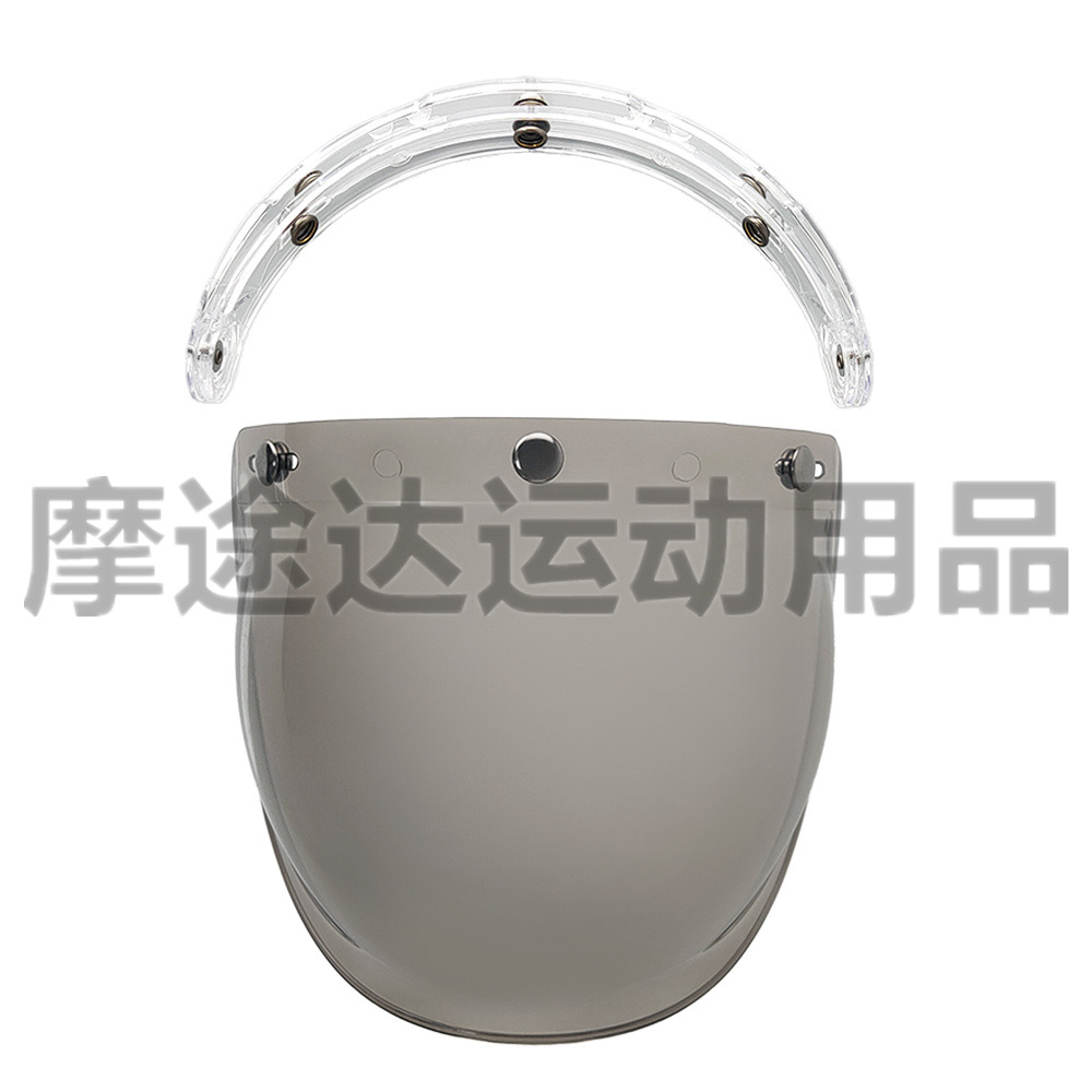 Retro Motorcycle Helmet Lens with Curved Surface, Three-Button Bubble Mirror, Multi-Color Windproof and Uv Protection Shield