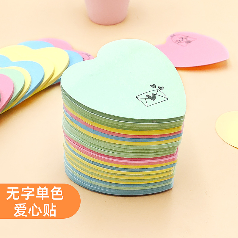 Creative hand-drawn heart student colorful sticky notes tea leave message stickers cartoon strong adhesive reusable can customize logo