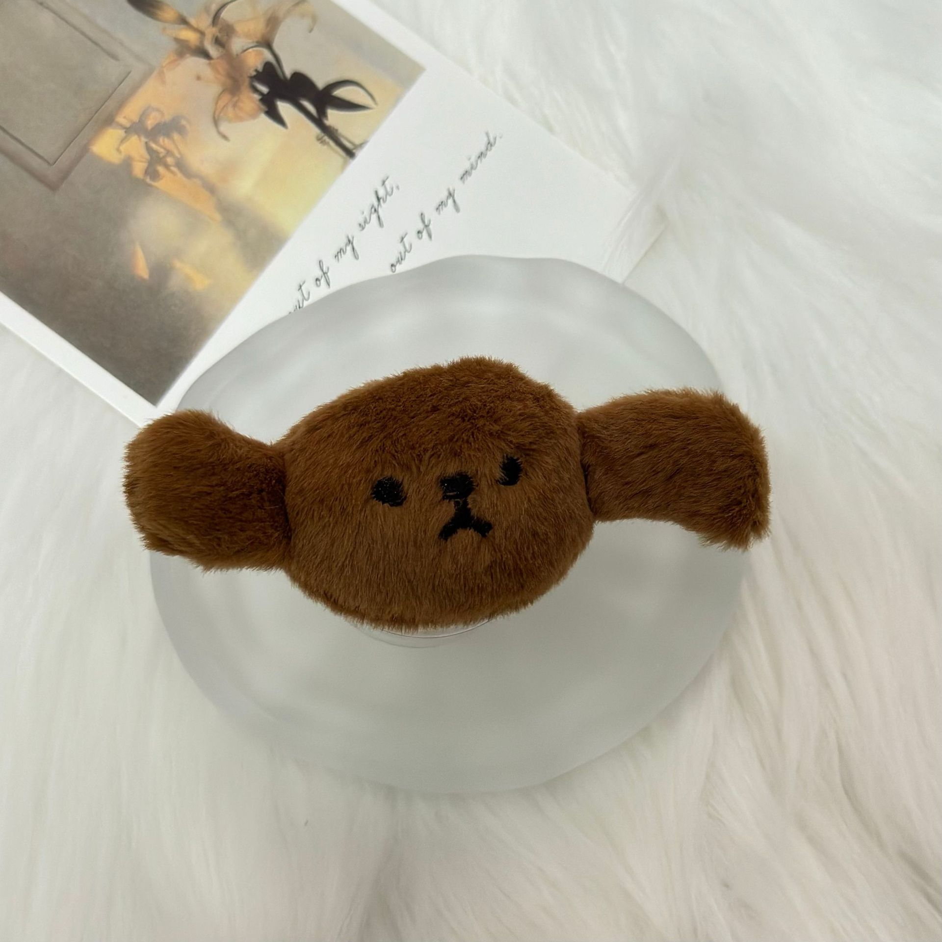 Plush Cute Puppy Phone Airbag Magnetic Stand Korean Ins Style Ring Retractable Lazy Desktop Watching Drama_voghion.com