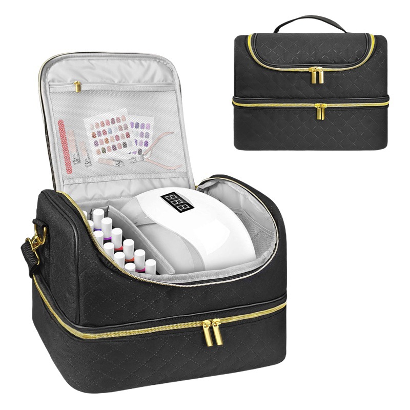 Caja de almacenamiento de esmalte de uñas portátil transfronterizo 60 botellas esmalte de uñas viajes crossbody un hombro manicura suministros herramienta bolsa de almacenamiento