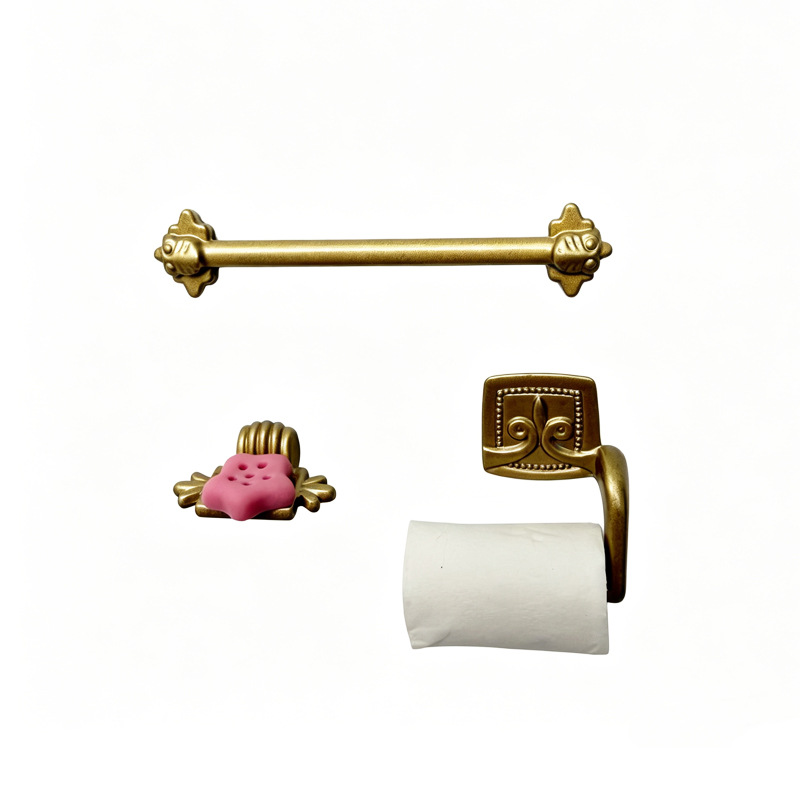 1:12 Doll House dollhouse Mini Model Miniature Bathroom Toilet Towel Holder Paper Towel Soap 4 Piece Set