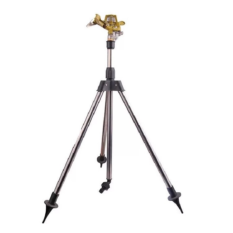 Trípode de acero inoxidable ajustable soporte de riego agrícola Rotación de 360 grados boquilla de brazo oscilante rociador de riego