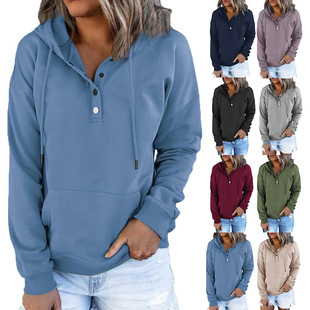 Cross-border Europe and the United States foreign trade autumn and winter women's clothing 2024 Amazon independent station long sleeve coat loose casual hooded sweater
