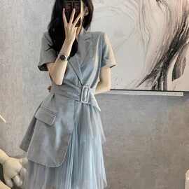 西装连衣裙女2026年新款夏季女装高级设计感小众收腰显瘦气质裙子
