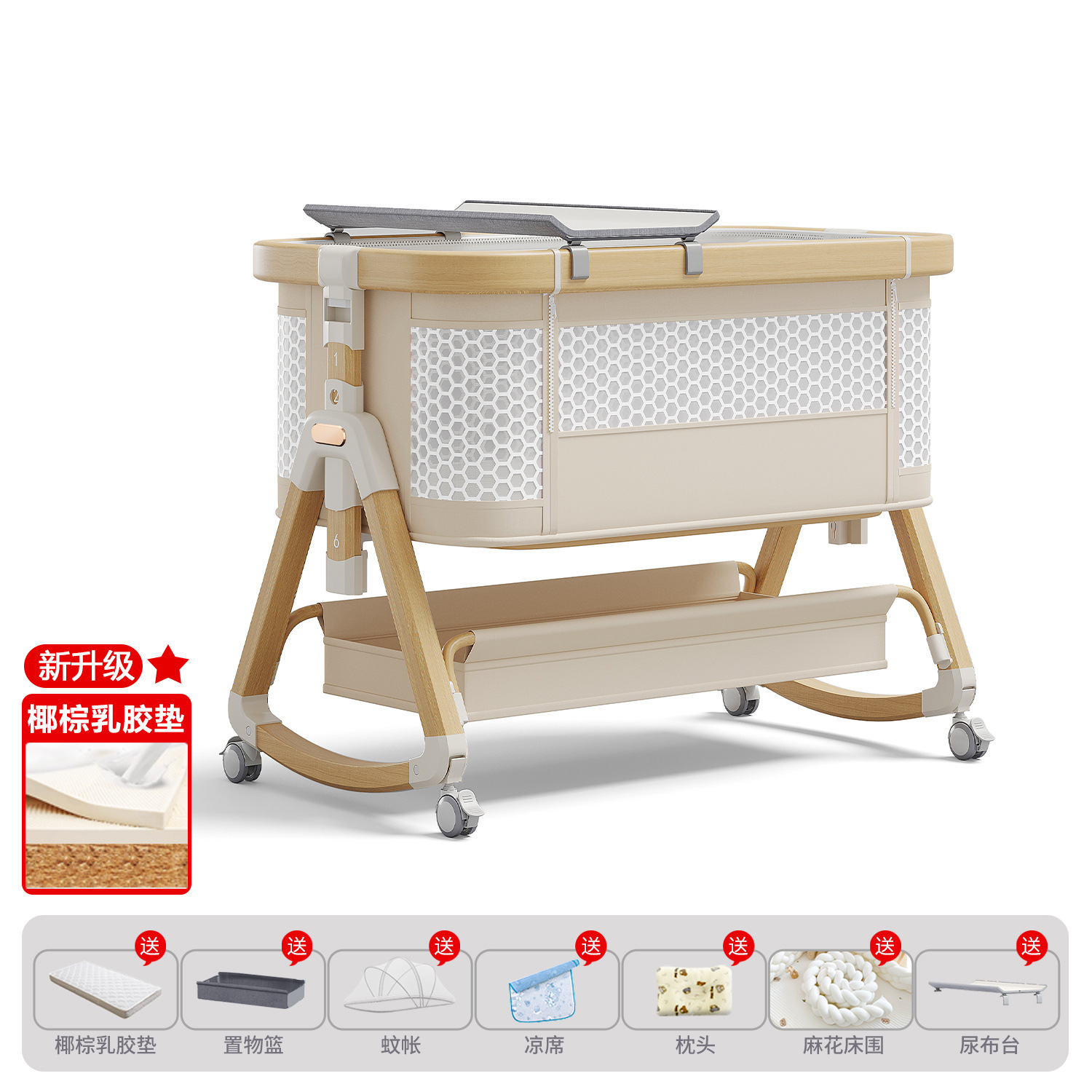Cama de bebé móvil portátil cuna cama plegable multifuncional BB cama para recién nacidos empalme cama grande