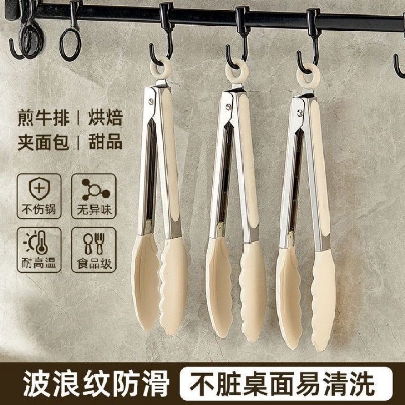 包邮食品级硅胶夹子耐高温烤肉烧烤不锈钢牛排夹防烫硅胶食物夹|undefined