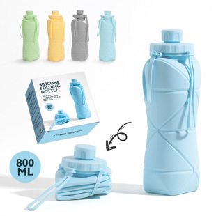 Outdoor Sports Creative Portable Water Cup Food Grade Silicone Foldableing Water Bottle High Temperature Resistant 800ml Large Capacity Cup