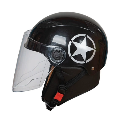 Motosiklet kaskı (dəbilqə) Electric Motorcycle Safety Helmet Warm - windproof-hat-black-with-tea-mirror