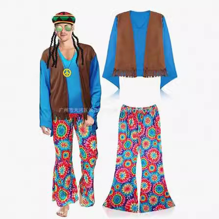 Amazon's New 70S Halloween Trendyy Men's and Women's Hippie Clothing Tassel Party Stage Performance