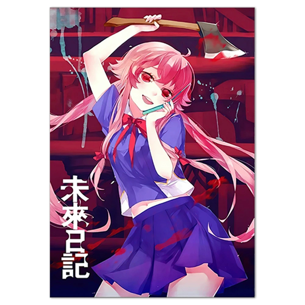 Плакат-наклейка Mirai Nikki (Future Diary) — аниме-мурал, разные размеры (10×15–50×70 см)