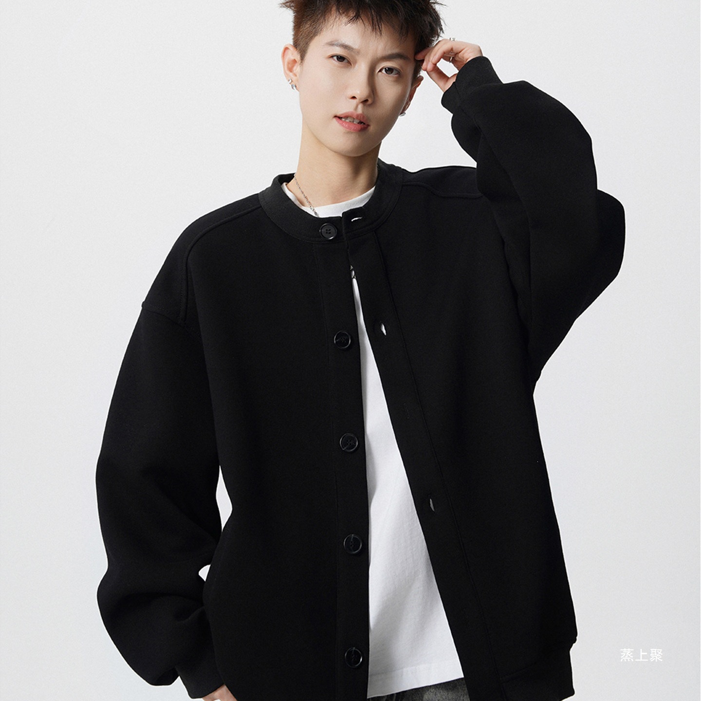 American-style heavyweight gray cardigan sweatshirt for men, autumn high-street trendy brand, clean and fitted outerwear, versatile couple's top