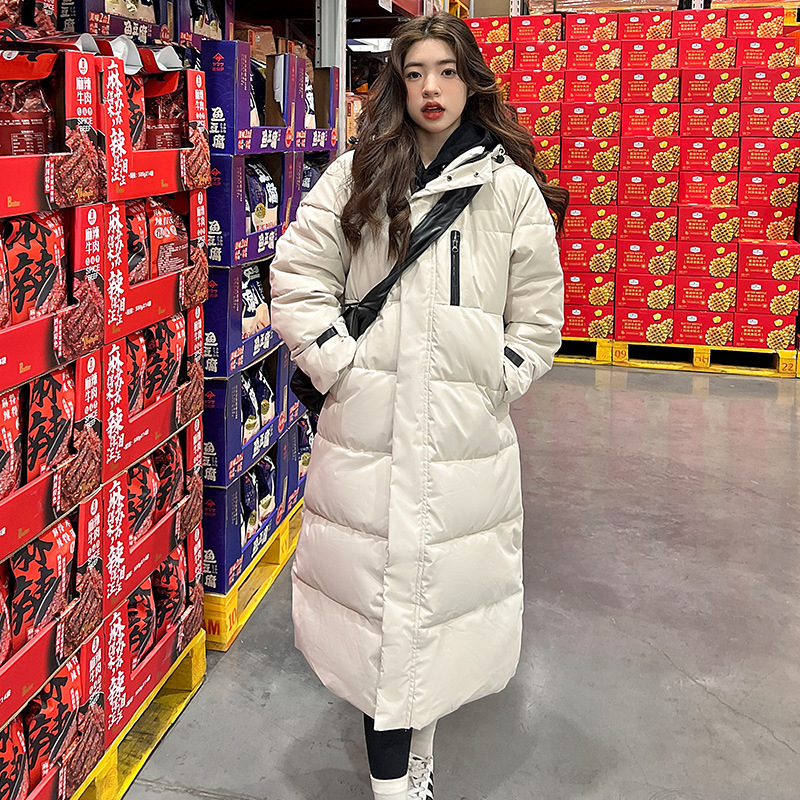 女性の綿の服 2025 冬の新韓国スタイルのロングファッション綿の服女性のフード付き膝上パンコート女性のための緩い綿の服|undefined
