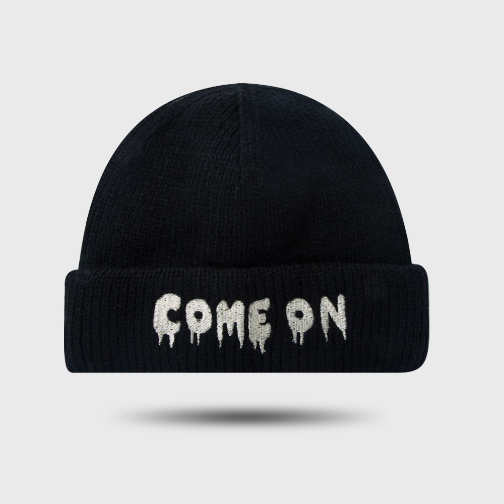 Korean Letter Embroidery Curled Woolen Hat Warm Knit Hat Fashion Street Hip Hop Hedging Hat display picture 9