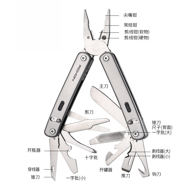 80S多功能可拆卸露营户外菲力构建4组合FLEX背夹自由钳子多功能