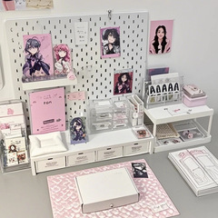 スターチasingガールデスクトップ収納ラックホールボードパンチフリーフックアクセサリー学生寮デスクレイアウト