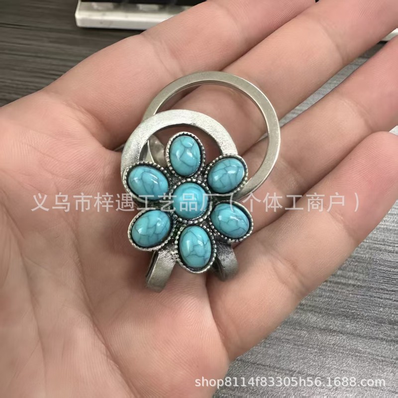 Turquoise Bloom Bag Clip Key Holder 绿松石花朵包夹钥匙扣|undefined