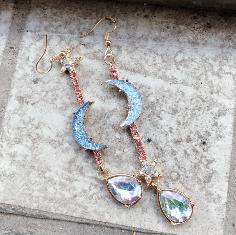 Fashion Moon Alloy Inlay No Inlaid Earrings display picture 2