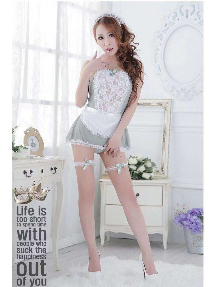 Sexy lingerie uniforme tentazione cameriera vestito trasparente pizzo fascia grembiule cameriera casa una generazione di capelli_voghion.com