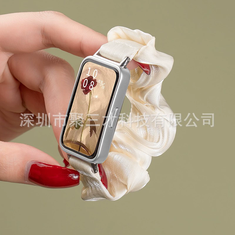 Применимо Huawei Браслет 10 Шифоновый ремешок 9/8 Ледяной Шелк Весна и Летняя Слава Браслет Толстая кишка для волос с разъемом рамка