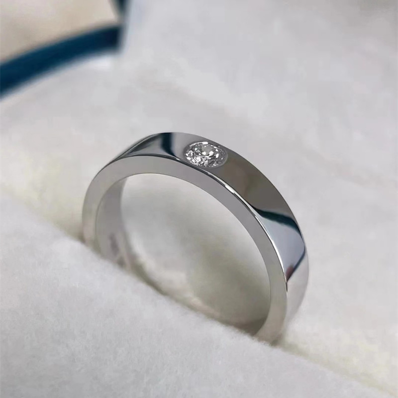 Moissanite Inlay Material Rings Classification 0.3ct 925 Sterling Silver Moissanite Round Rings Colorless(DEF) Moissanite Rings GRA Certificate
