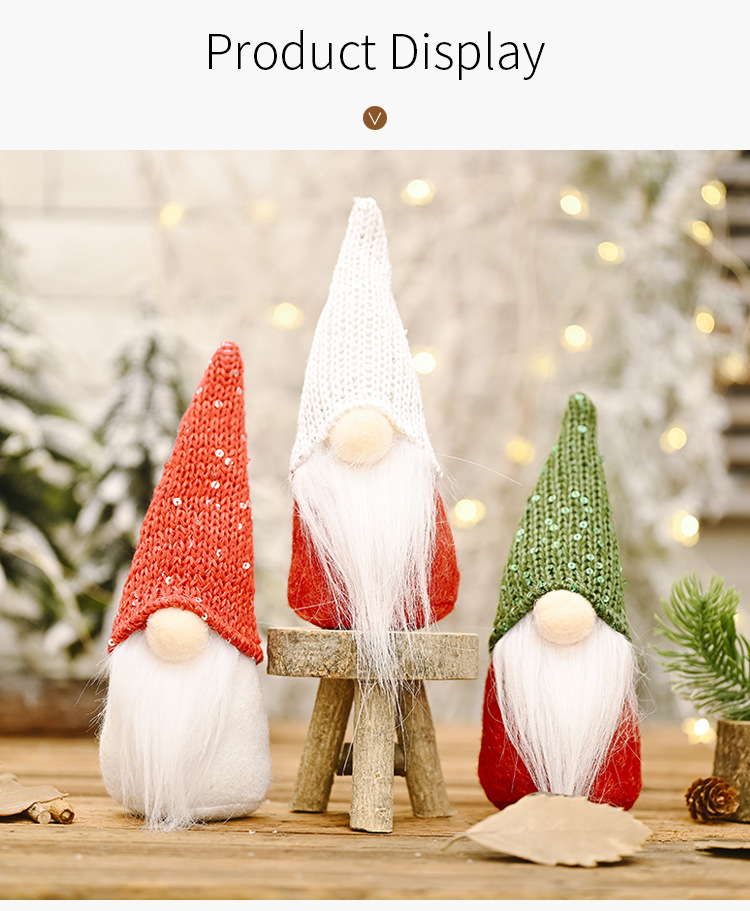 Christmas Decorative Creative New Sequin Cap Forest Old Man Little Doll Decoration Christmas Supplies Faceless Doll display picture 10