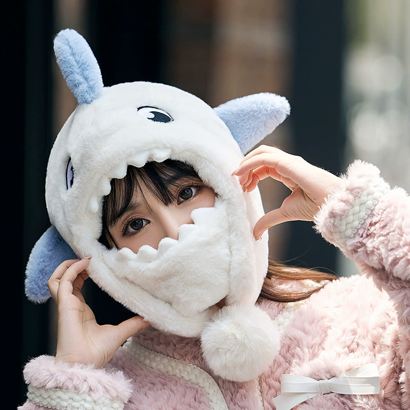 Зимний лыжный капюшон, плюшевые наушники, шапка, встроенный теплый пуловер, Студенческая Милая незамерзающая маска для верховой езды