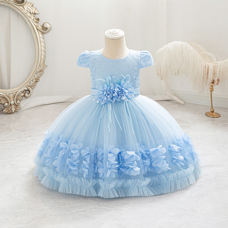 Vestidos de niña de alta calidad para cumpleaños, vestidos de noche, vestidos de princesa, vestidos de niña de las flores para el primer cumpleaños, existencias listas para envío transfronterizo, novedad de 2025