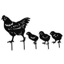 跨境供应独立站田园装饰黑鸡 chickens庭院插牌 户外草坪黑鸡标志