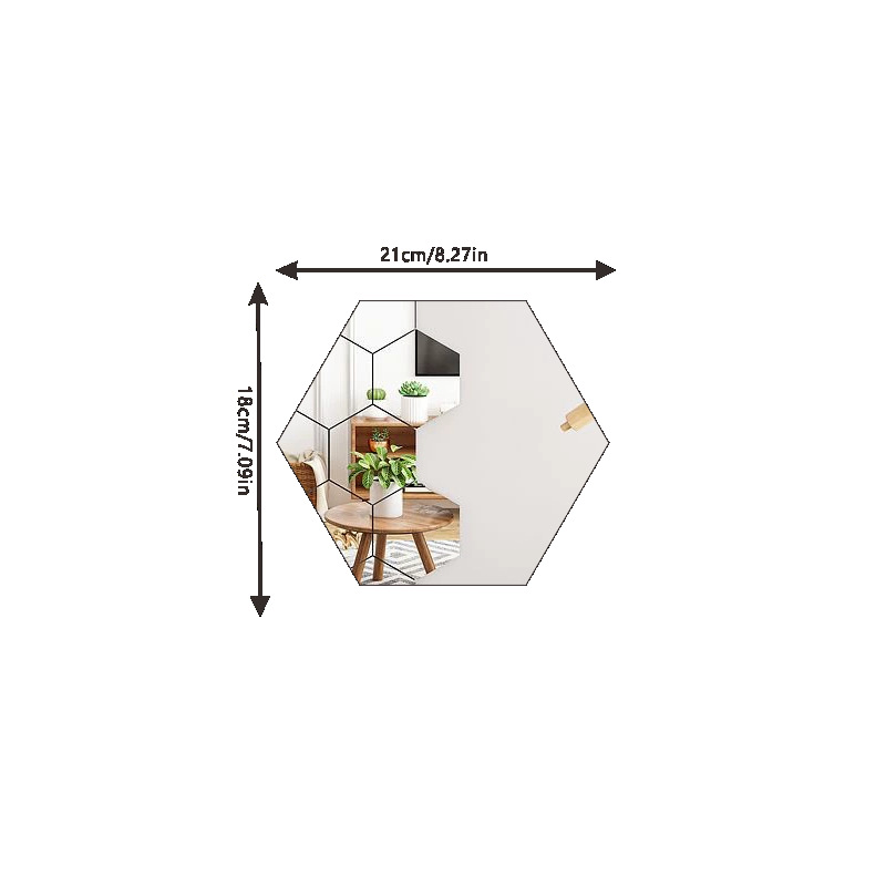 Cross-border new products regular hexagonal diy mirror HD self-adhesive soft mirror wall mirror deformation free of punching bedroom