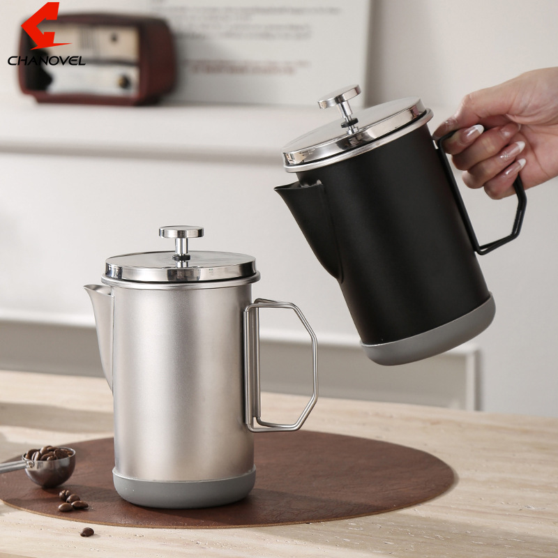 Outdoor Folding Pot 304 Stainless Steel Camping Hand Coffee Pot French Filter Pot Milk Bubble Tea Maker